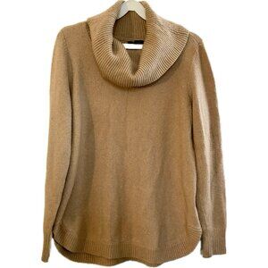 Tahari Women’s Medium Sweater Camel Turtleneck Cowl Neck Soft Cozy Stretchy